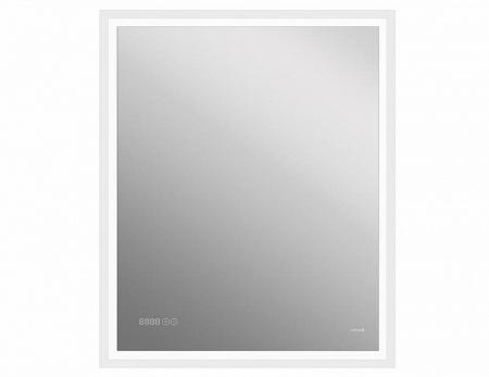 Зеркало Cersanit LED 080 design pro 70x85 с подсветкой часы с антизапотеванием прямоугольное